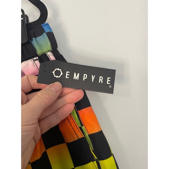 NWT EMPYRE Rainbow Checkerboard Swim Trunks Men's Size Medium - Picture 2 of 9